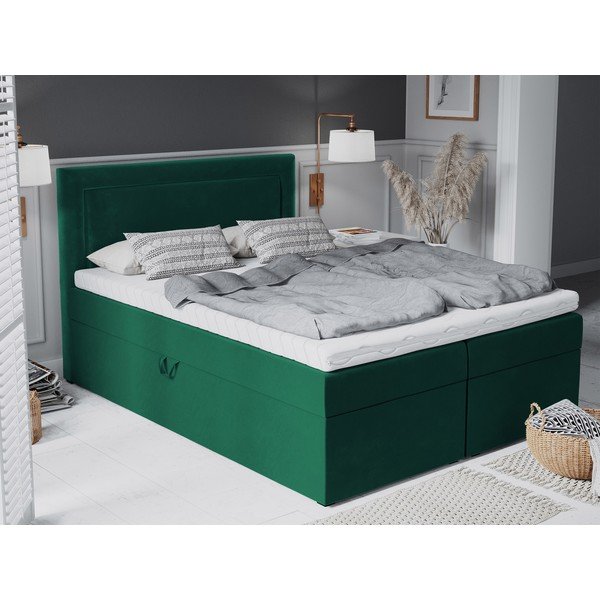 Zielone aksamitne łóżko 2-osobowe Mazzini Beds Yucca, 200x200 cm-image-1