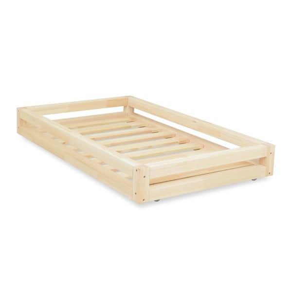 Komplet lakierowanej szuflady pod łóżko i 4 dodatkowych nóg Benlemi, do łóżka 90x180 cm-image-1