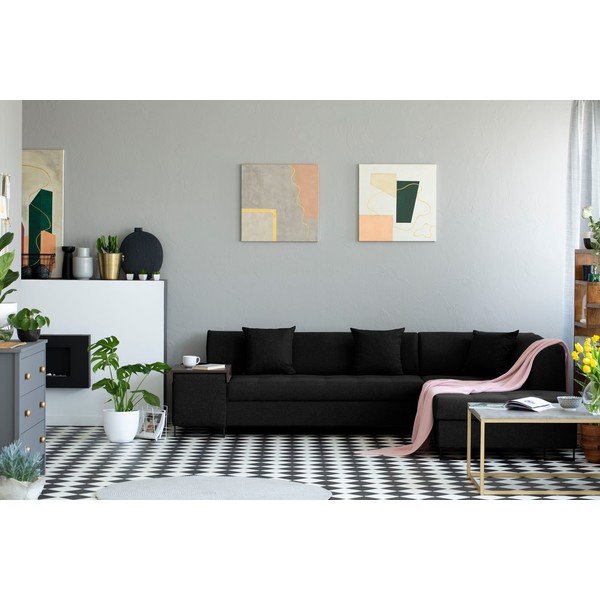 Czarny narożnik z nogami w kolorze czarnym Cosmopolitan Design Orlando, prawy róg-image-1
