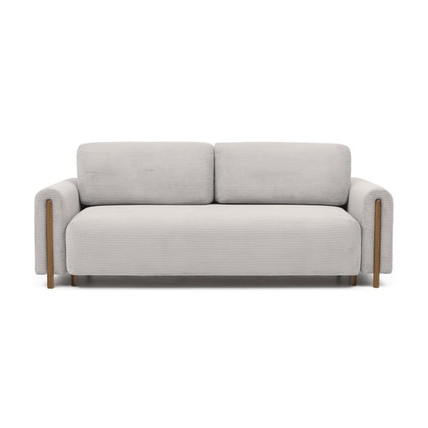 Beżowa sztruksowa rozkładana/ze schowkiem sofa 244 cm Arcadova – ELTAP