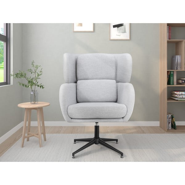 Jasnoszary aksamitny fotel typu uszak Vanessa – Støraa-image-1