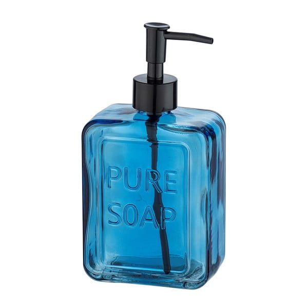 Niebieski szklany dozownik do mydła Wenko Pure Soap