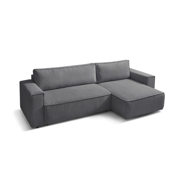 Ciemnoszary sztruksowy rozkładany narożnik (strona zmienna) Nihad – Bobochic Paris-image-3