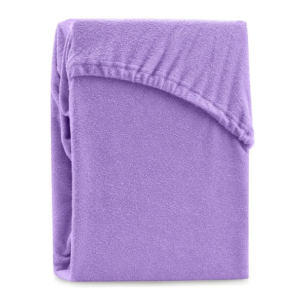 Fioletowe elastyczne prześcieradło dwuosobowe AmeliaHome Ruby Purple, 220-240x220 cm