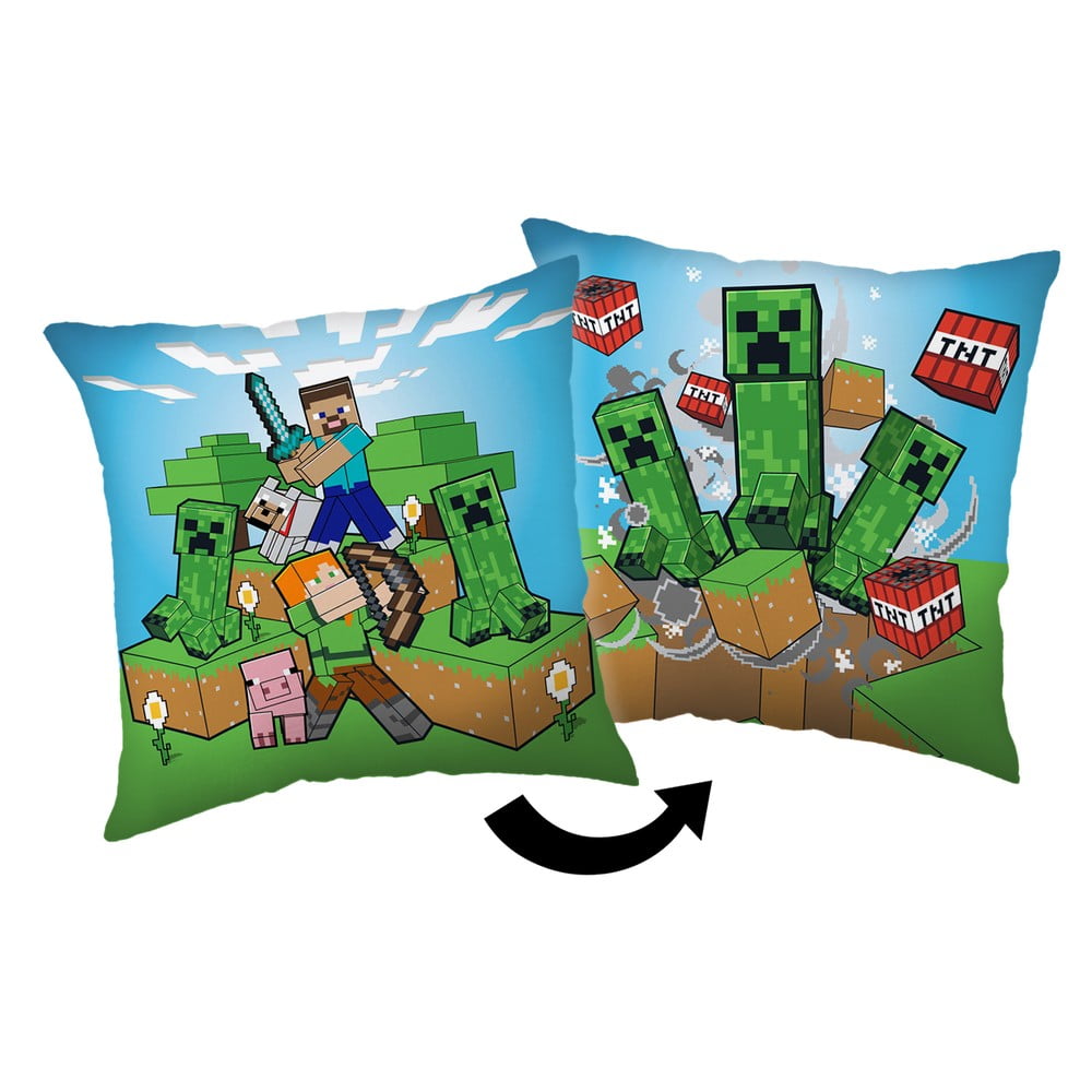 Poduszka dziecięca 40x40 cm Minecraft "Creeper Rush" – Jerry Fabrics