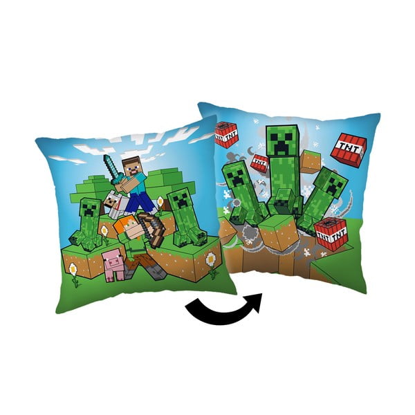 Poduszka dziecięca 40x40 cm Minecraft "Creeper Rush" – Jerry Fabrics