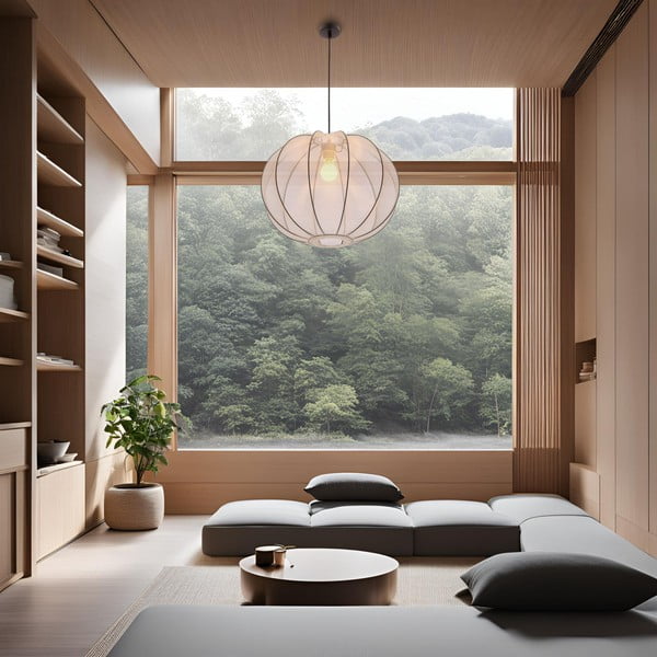 Biała lampa wisząca z tekstylnym kloszem ø 52 cm Mellow – Candellux Lighting-image-4