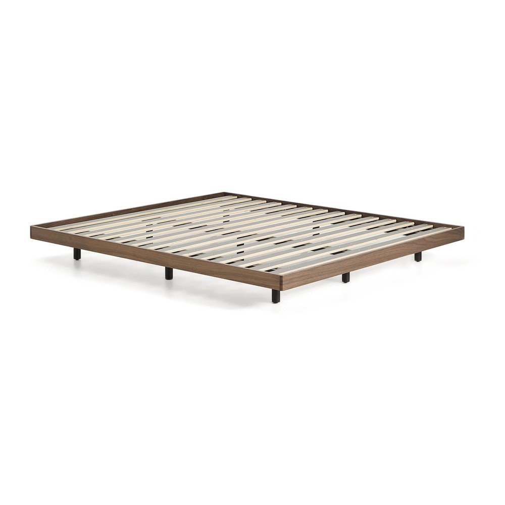 Brązowe łóżko dwuosobowe z litego drewna brzozowego bez zagłówka ze stelażem 160x200 cm Norlen – Kave Home