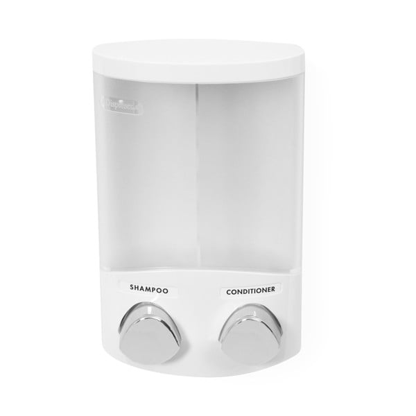 Biały samoprzylepny plastikowy dozownik do mydła 620 ml Duo – Compactor-image-4