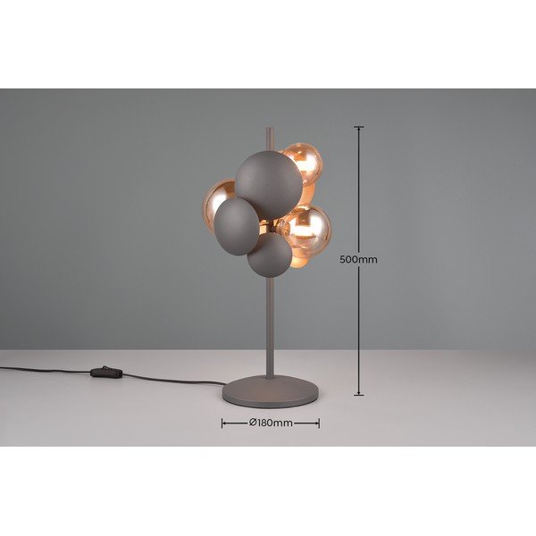 Lampa stołowa w szaro-złotym kolorze ze szklanym kloszem (wys. 50 cm) Bubble – Trio Select-image-3