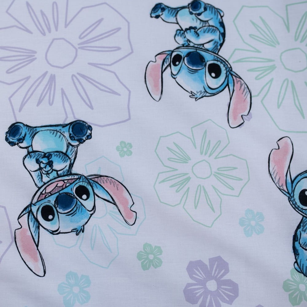 Biała bawełniana pościel dziecięca do łóżeczka 100x135 cm Lilo and Stitch "Ohana White" – Jerry Fabrics (zdjęcie 5)