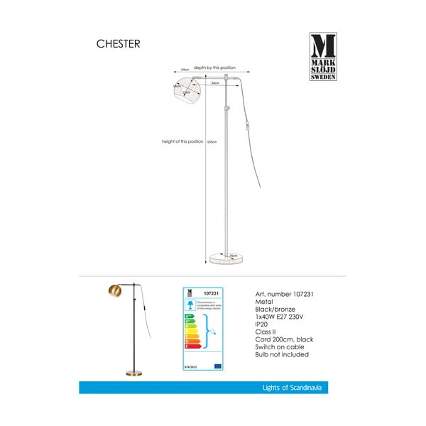 Czarno-brązowa lampa stojąca Markslöjd Chester-image-2
