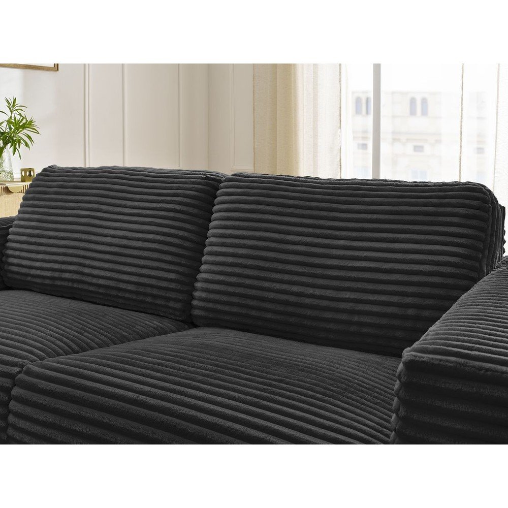 Czarna sztruksowa rozkładana sofa do spania 220 cm Hugo – Bobochic Paris (zdjęcie 5)