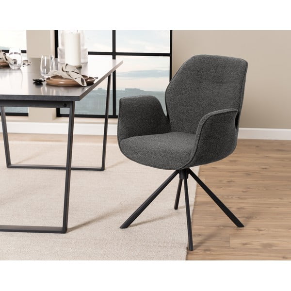 Ciemnoszary tapicerowany fotel jadalniany Aura – Actona-image-1