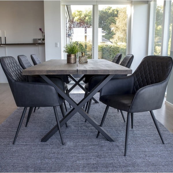 Ciemnoszare tapicerowane fotele jadalniane zestaw z podłokietnikami 2 szt. Harbo – House Nordic-image-1