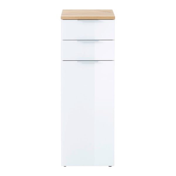 Biała wysoka szafka łazienkowa w dekorze dębu 39x112 cm Pescara – Germania