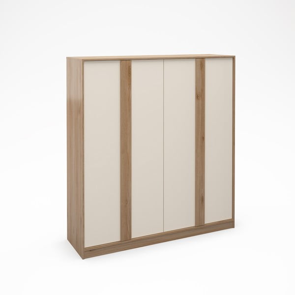 Kremowo-naturalna szafa w dekorze dębu 180x197,5x53 cm Dennis – Marckeric-image-4