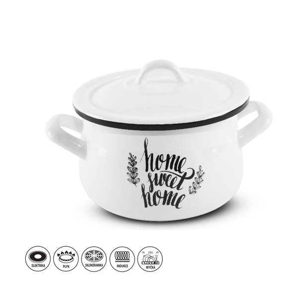 Biały garnek emaliowany z pokrywką Orion Home Sweet, 3,5 l