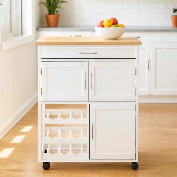 Bambusowy barek na kółkach 37x67 cm Harlow – Premier Housewares-image-1