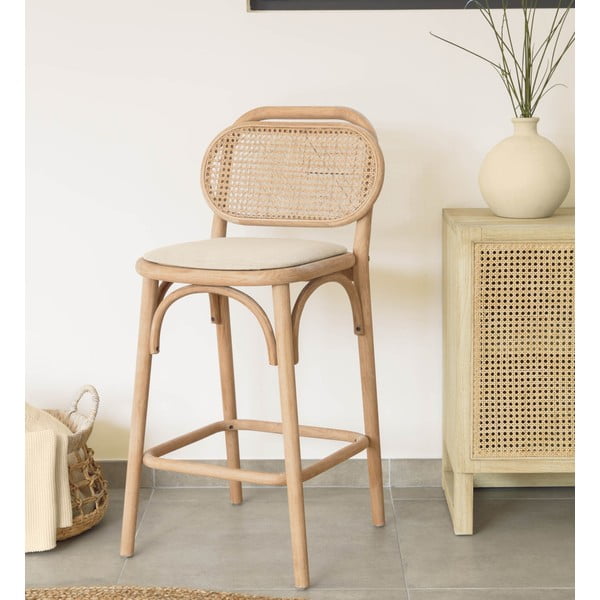 Hoker z litego drewna dębowego w naturalnym kolorze (wysokość siedziska 65 cm) Doriane – Kave Home-image-1