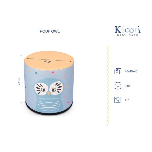 Puf dziecięcy z motywem sowy KICOTI, 40x40 cm-image-2