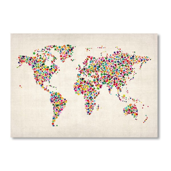 Plakat z kolorową mapą świata Americanflat Stars, 60x42 cm