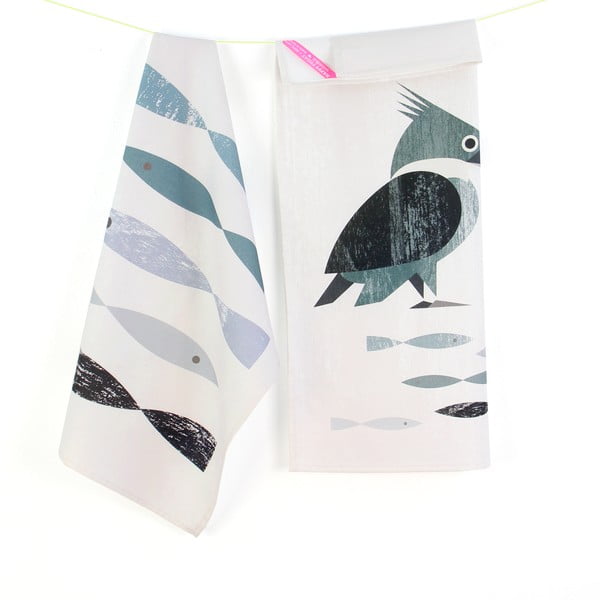 Zestaw 2 bawełnianych ścierek kuchennych Happy Friday Basic Kingfisher, 70x50 cm