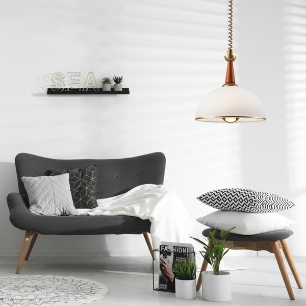 Lampa wisząca w brązowo-złotym kolorze ze szklanym kloszem ø 30 cm Ciara – LAMKUR-image-2