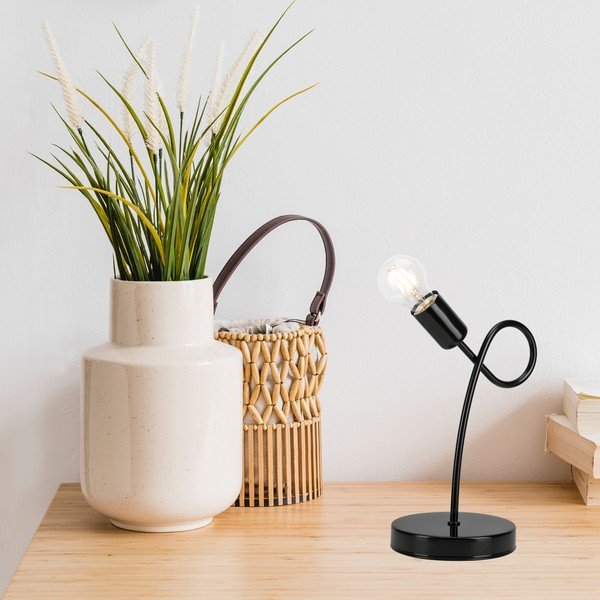Czarna lampa stołowa − LAMKUR-image-1