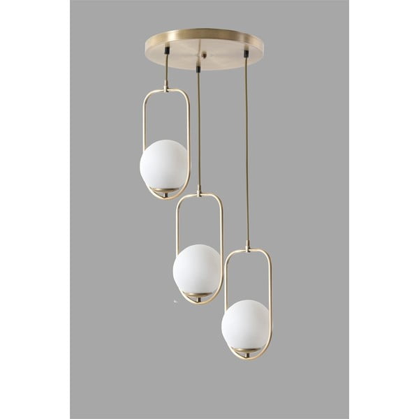 Lampa wisząca w biało-złotym kolorze ze szklanym kloszem ø 30 cm Ahu – Opviq lights-image-2