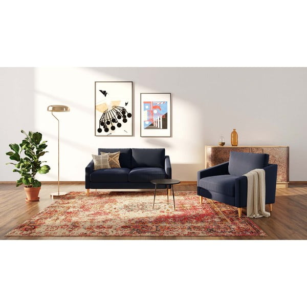 Ciemnoniebieska aksamitna sofa 170 cm Karoto – Ame Yens-image-3