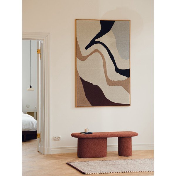 Ceglasta tapicerowana ławka z materiału bouclé Rull – noo.ma-image-1