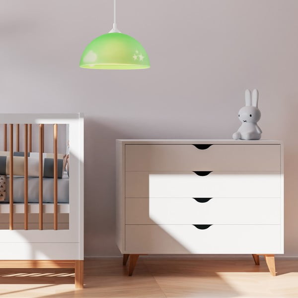 Zielona lampa dziecięca ze szklanym kloszem ø 30 cm Day & Night – LAMKUR-image-3