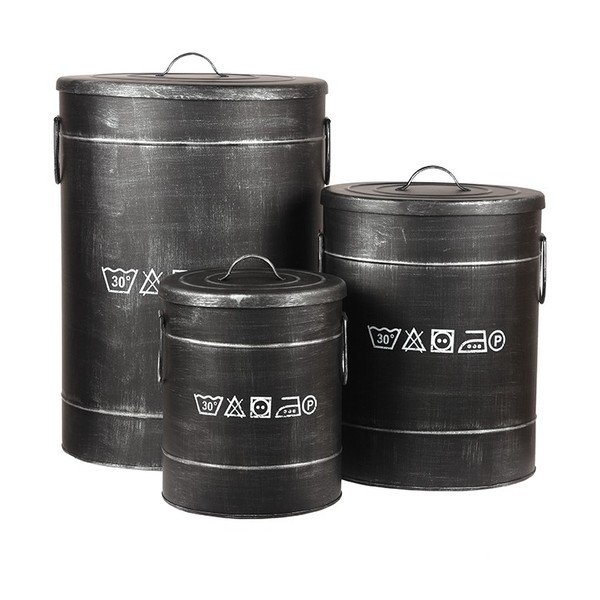 Czarny kosz metalowy na pranie LABEL51, ⌀ 40 cm-image-2