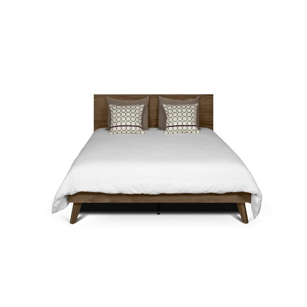 Brązowe łóżko z nogami z litego drewna TemaHome Mara, 180 x 200 cm