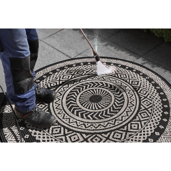 Czarno-szary dywan odpowiedni na zewnątrz Ragami Round, ø 120 cm-image-4