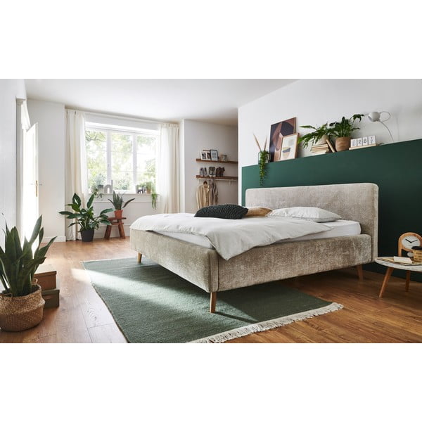 Beżowe tapicerowane łóżko dwuosobowe bez stelaża 160x200 cm Mattis – Meise Möbel-image-1