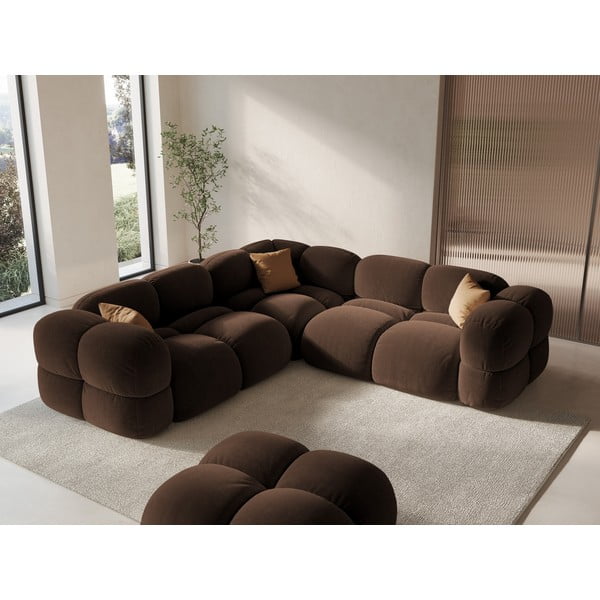 Ciemnobrązowy aksamitny narożnik Loretto – Cosmopolitan Design-image-1