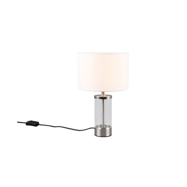 Lampa stołowa w kolorze srebra z tekstylnym kloszem (wys. 33,5 cm) Grazia – Reality-image-1