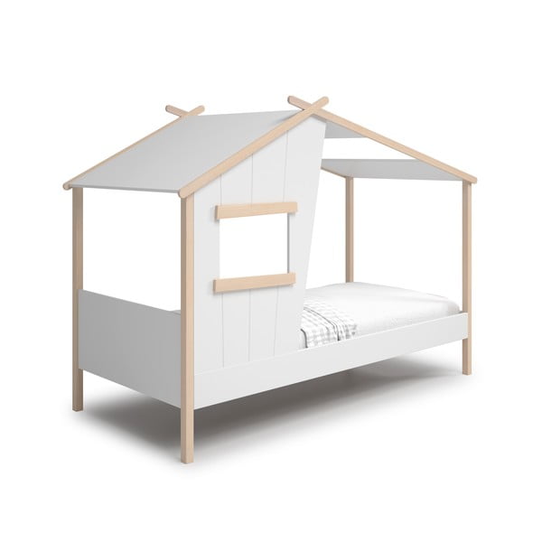 Białe łóżko dziecięce z litego drewna sosnowego w kształcie domku 90x190 cm Luba – Marckeric-image-2