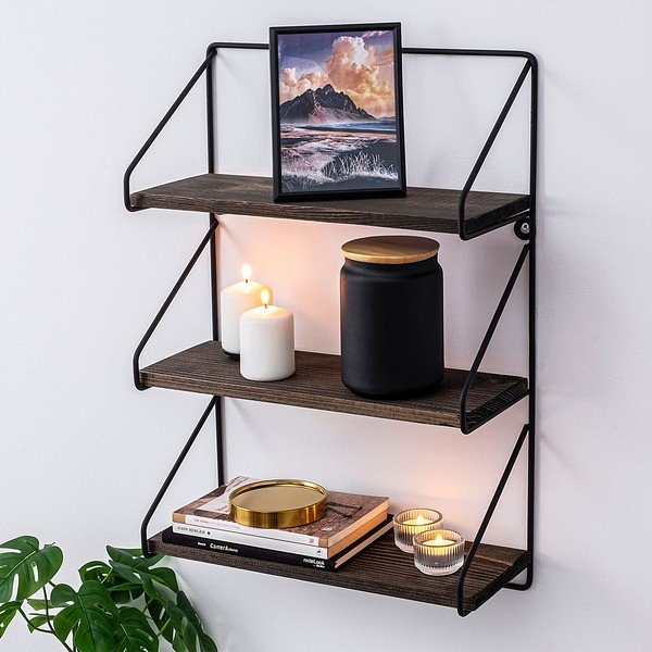 Wielopoziomowa półka z litego drewna świerkowego 40 cm Violaceae – Kalune Design-image-1