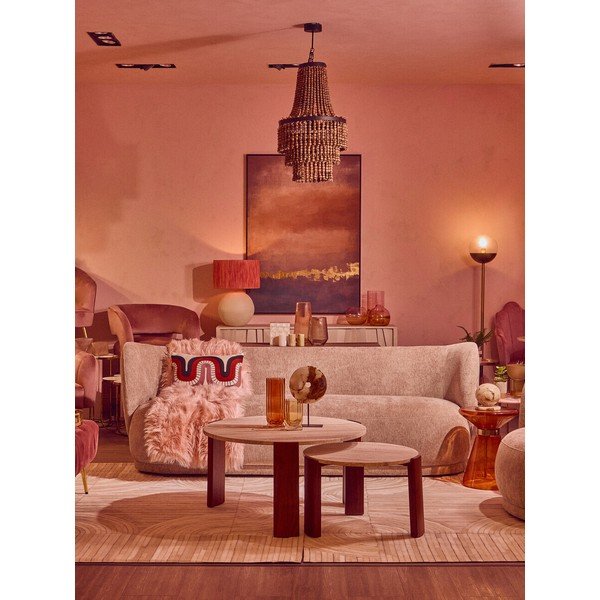 Brązowy/w jasnym naturalnym kolorze okrągły stolik z marmurowym blatem ø 60 cm Palermo – Premier Housewares-image-2