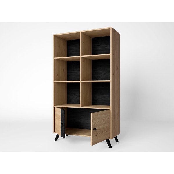 Czarny regał w dekorze dębu 92x160 cm Natura – Marckeric-image-1