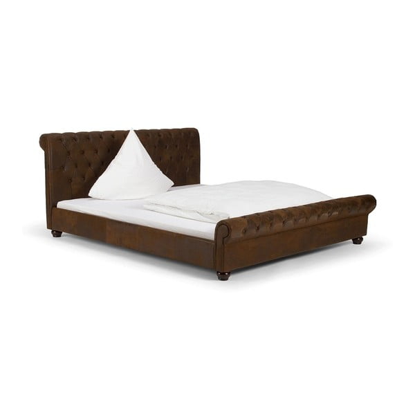 Brązowe łóżko dwuosobowe SOB Brushed, 200x200 cm