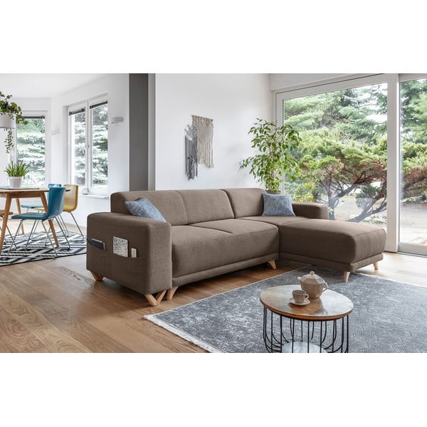 Brązowy rozkładany/ze schowkiem narożnik Classy Sophie – Miuform-image-3