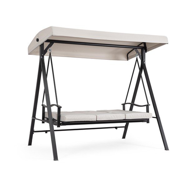 Antracytowo-beżowa metalowa huśtawka ogrodowa Taurus – Bizzotto-image-2