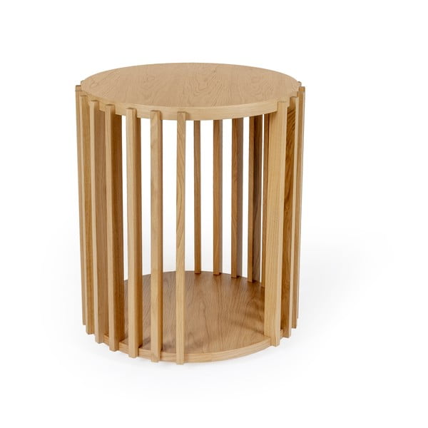 Stolik z drewna dębowego Woodman Drum, ø 53 cm-image-2