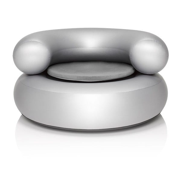Fotel dmuchany CH-AIR, srebrny z jasnoszarą poduszką