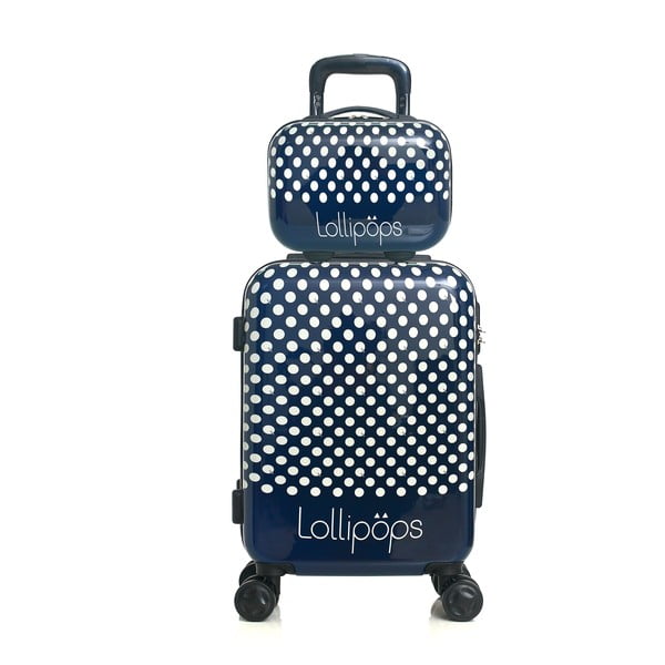 Zestaw niebieskiej walizki z 4 kółkami i kosmetyczki Lollipops Penny-image-1