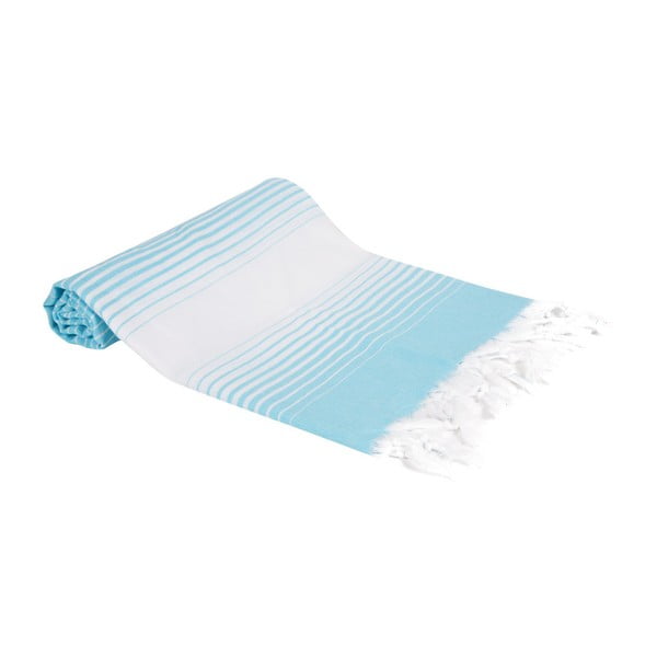 Turkusowy ręcznik kąpielowy tkany ręcznie Ivy's Gonca, 100x180 cm
